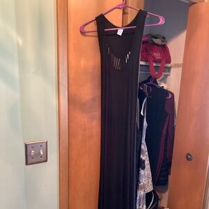 Black cutout t shirt maxi dress .